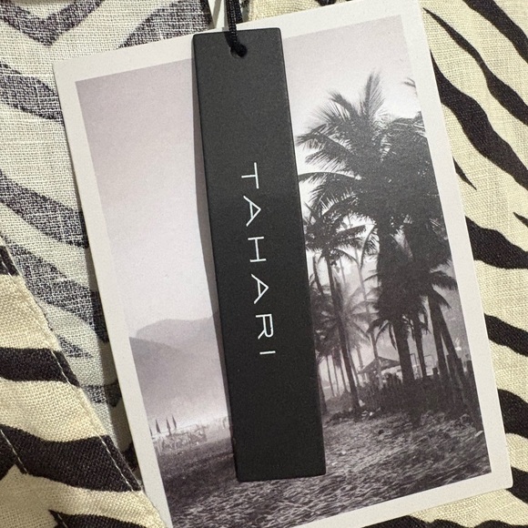 NWT Two Piece Zebra Patterned Linen Shirt and Wide-Leg Pants Set - Picture 5 of 13